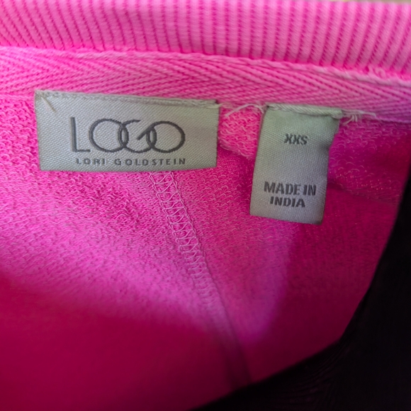 LOGO by Lori Goldstein Florescent Pink Sweatshirt with Raw Edge Seams - Picture 6 of 6
